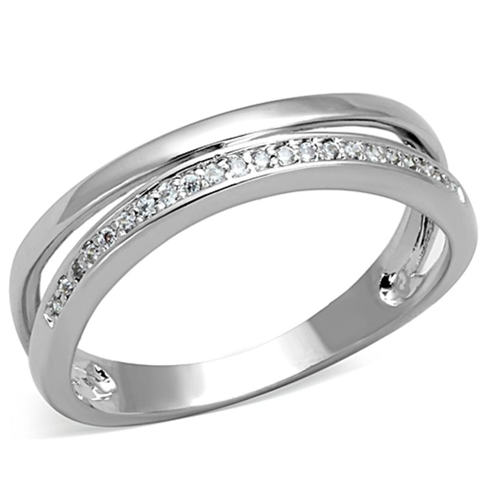 3W829 - Rhodium-Messing - Ring mit AAA-Klasse CZ in Clear