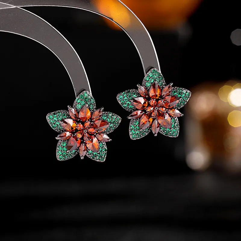 Französisch Retro Damen Elegantes Temperament Blumen Ohrringe High-End - Ohrringe weiblich S925 Silber Nadel Zirkon Ohrringe