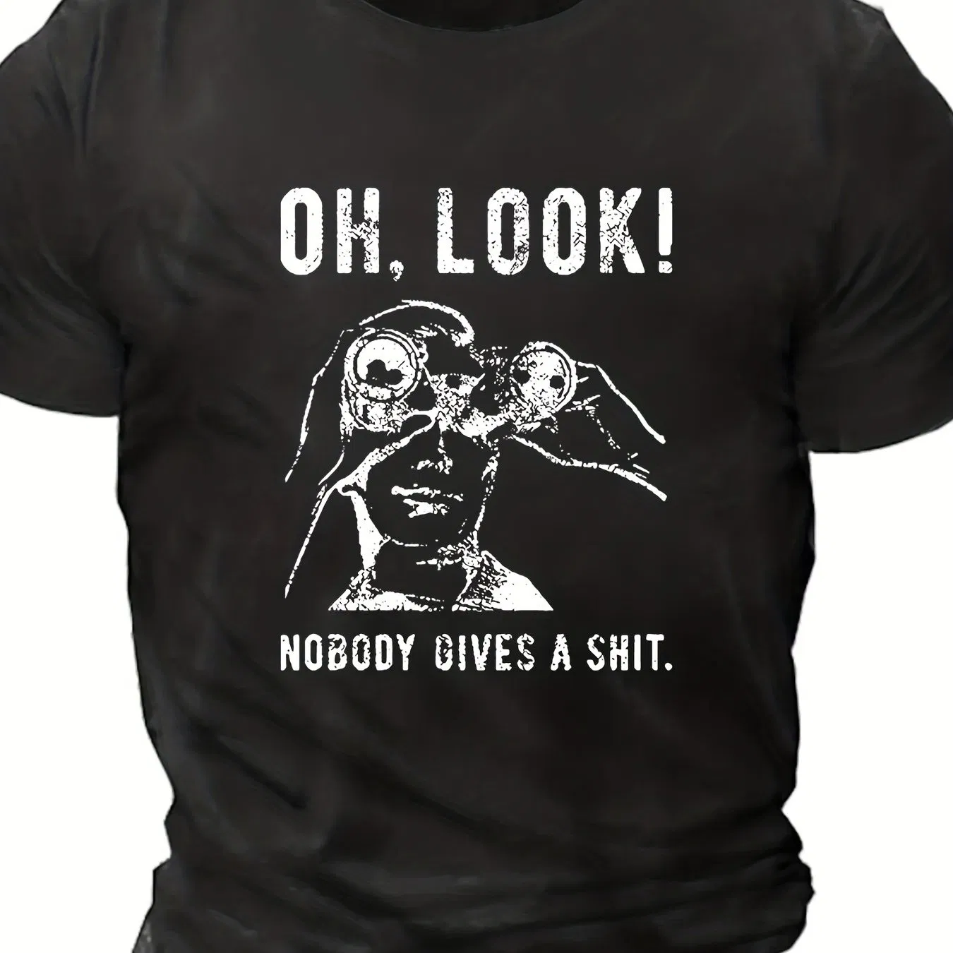 Herren Novelty T-Shirt, übergroße Männer Halten Teleskop Muster gedruckte T-Shirt, Sommer Kurzärme T-Shirt, Geeignet für große Männer, Herren Kleidung