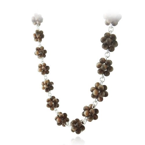 Sterling Silber Brown Cats Eye Bead Cluster Halskette