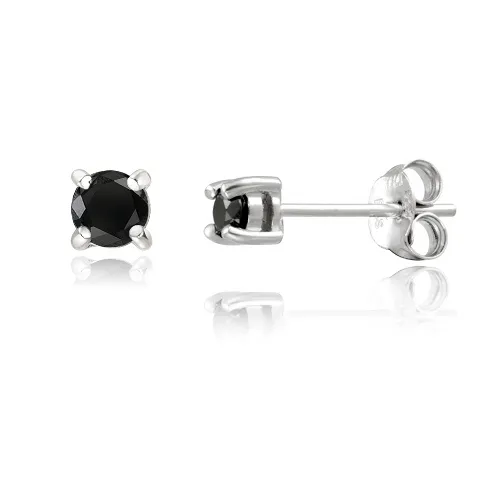 Sterling Silber 1 / 8ct schwarzer Diamant Stud Ohrringe