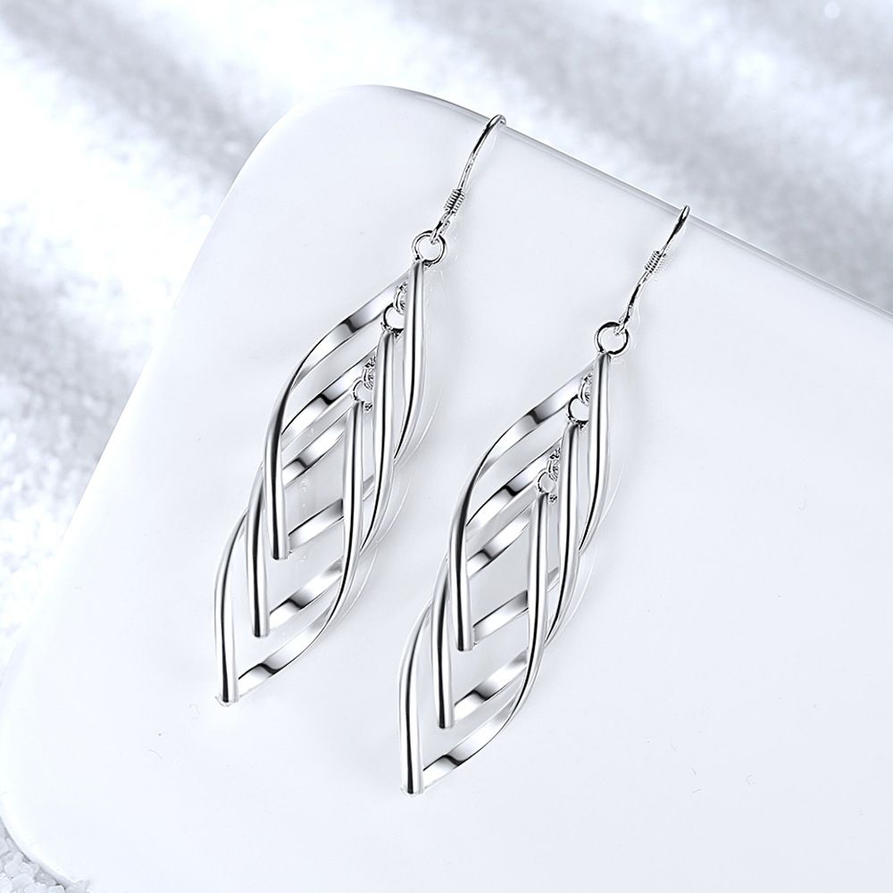 Silberplated Double Twist Tassel Ohrringe dünnes Gesicht Internet heiß koreanischer Stil Welle Super Fairy hängende Ohrringe weibliche Twist Drei-Linie - Ohrringe