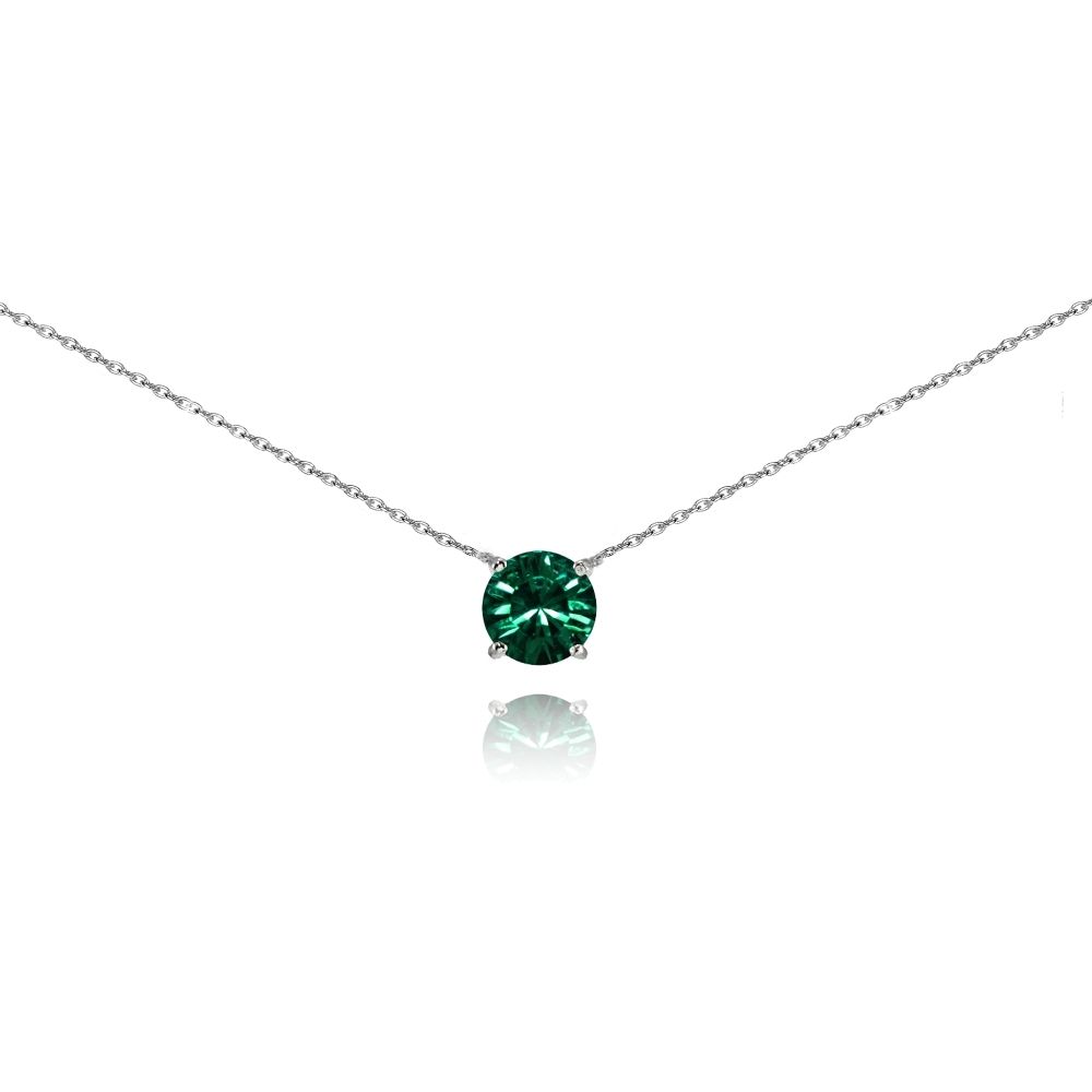 Grünes Solitaire Choker Halskette mit Swarovski Kristallen in 925 Silber