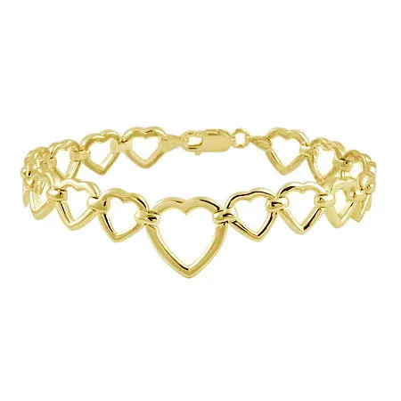 18 Karat Gold über Silber Open Hearts Link Armband