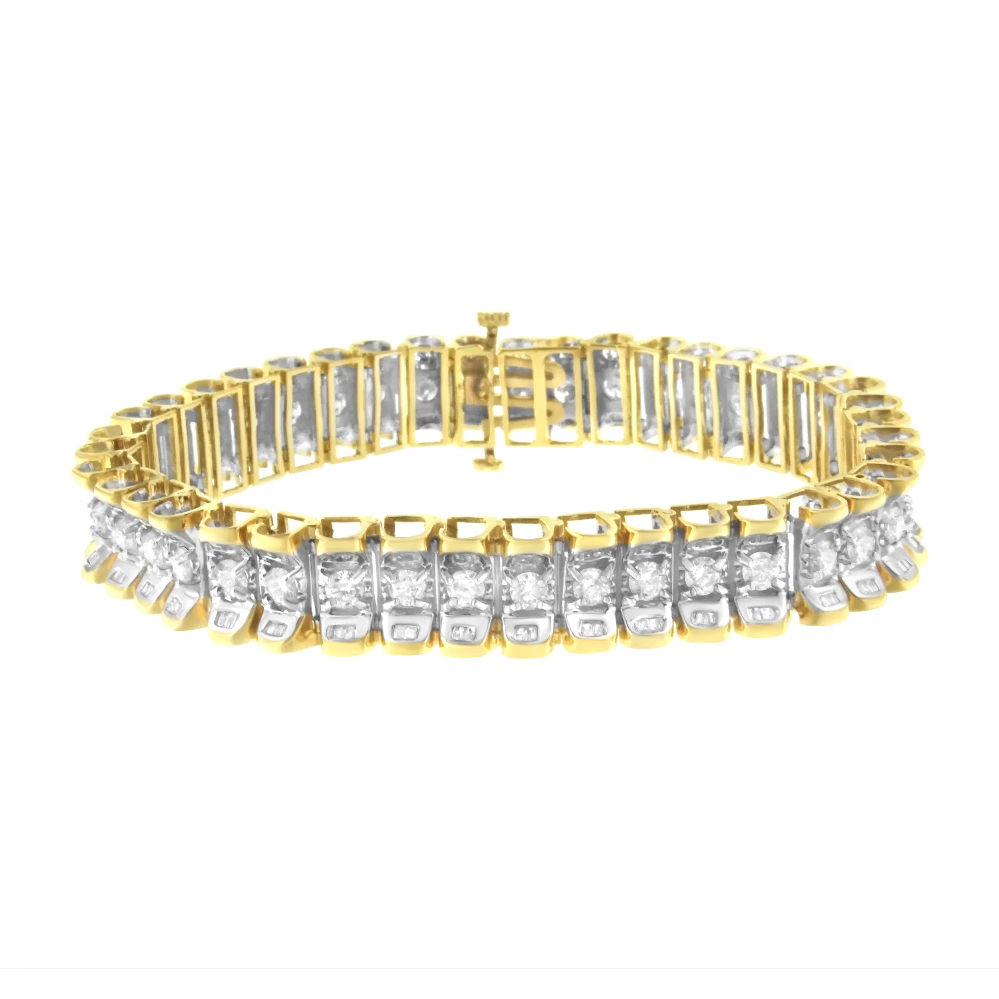 14 Karat Gelb und Weißgold 5,0 Cttw Round & Baguette Cut Diamant 7