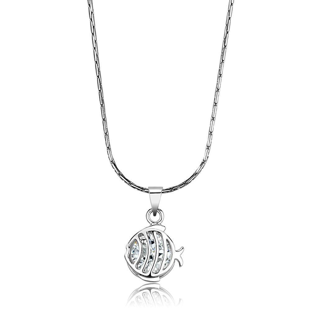 LO4148 - Rhodium-Brass - Kettenhänger mit AAA-Klasse CZ in Clear