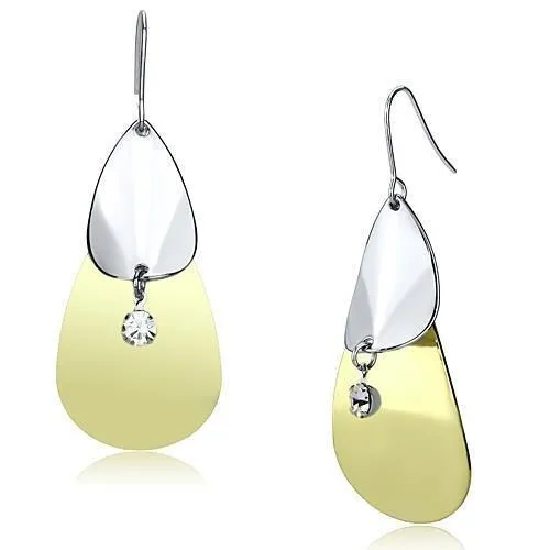 LO2696 - Gold + Rhodium-Eisen - Ohrringe mit Top-Grade - Kristall in Clear