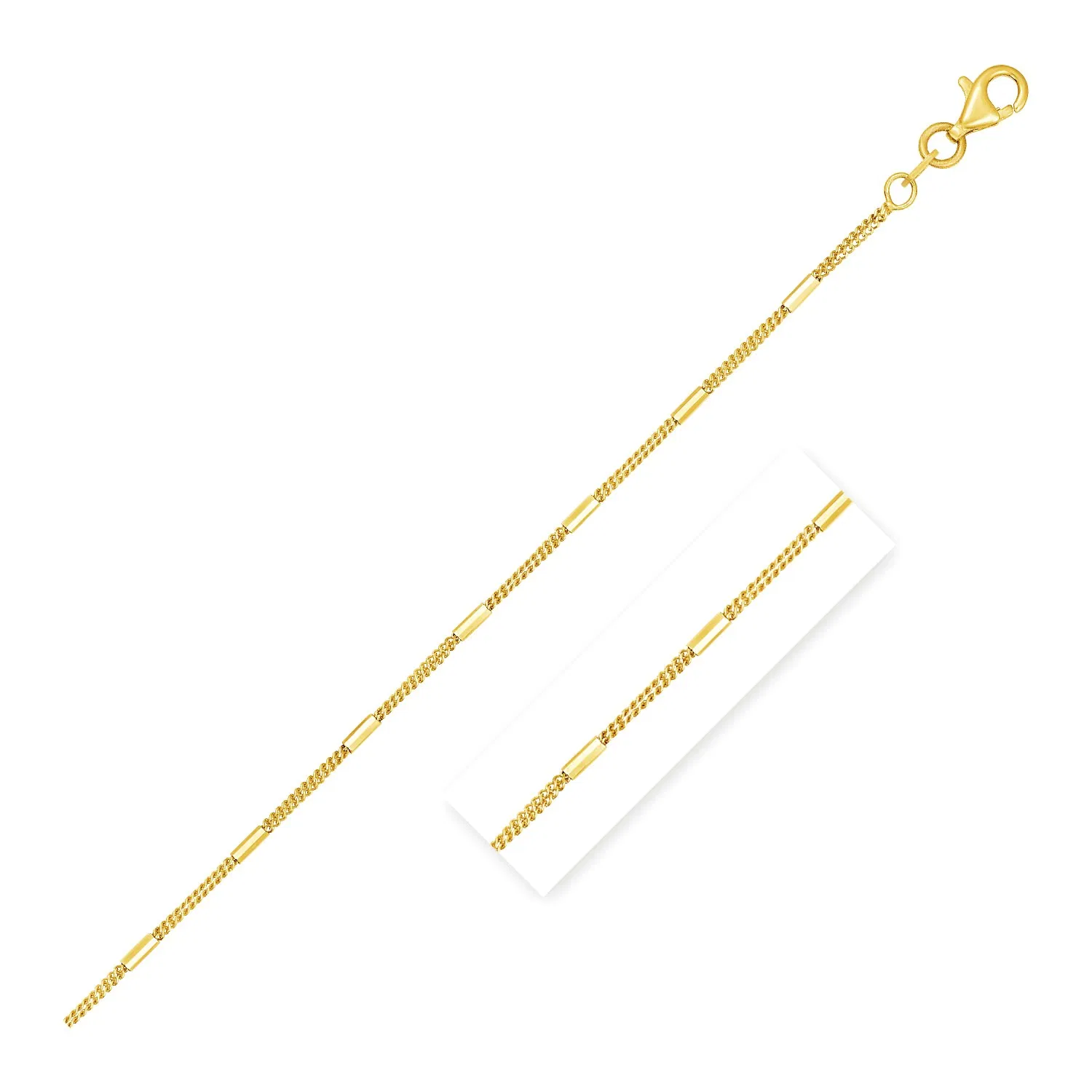 Diamond Cut Bar Links Anhängerkette in 14 Karat Gelbgold (1.3mm)