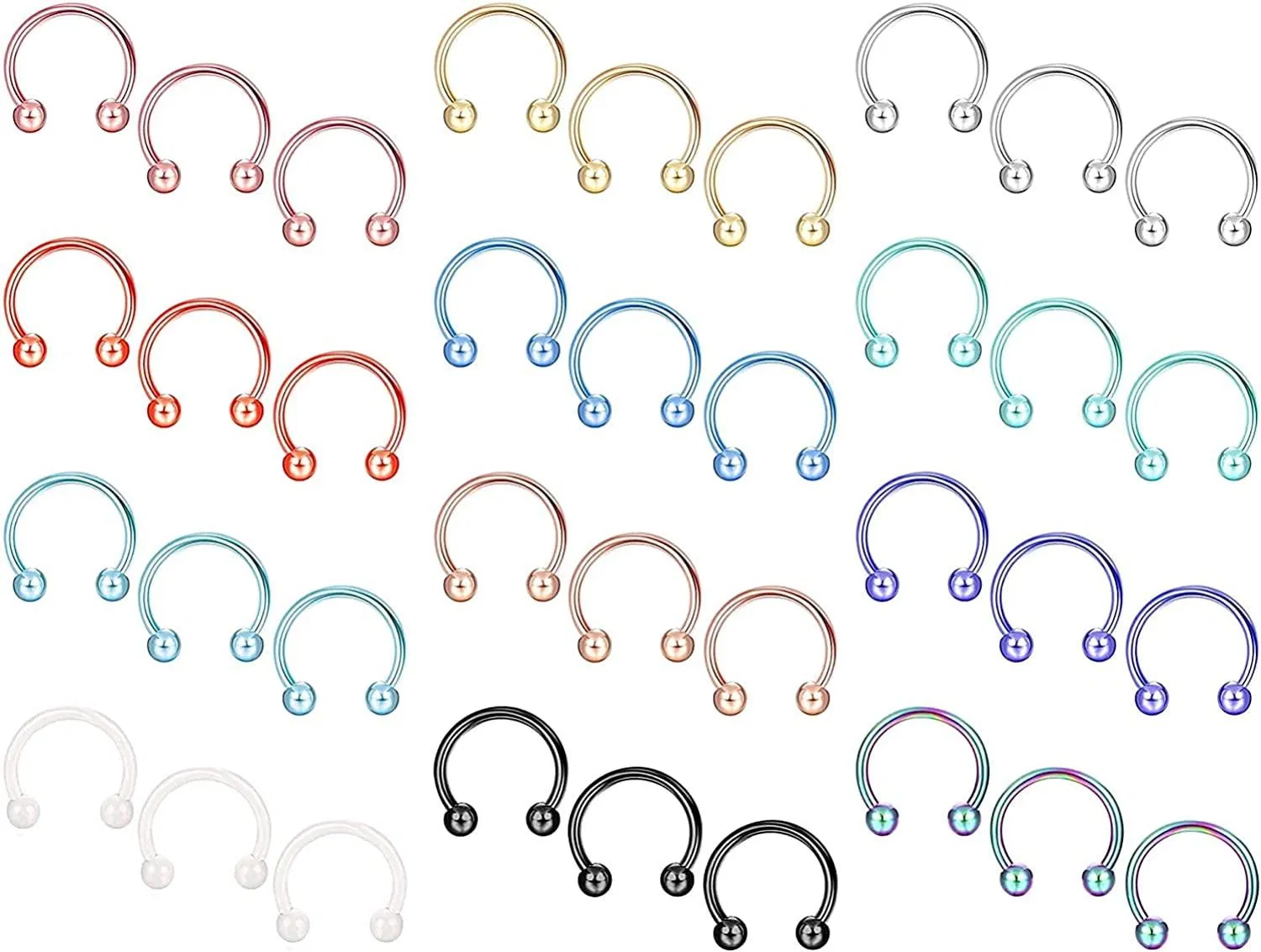 36Pcs 20G Falsche Nase Ringe Edelstahl Septum Ringe Nasen Manschette Non-Piercing Faux Lippen Ohrringe Nasen Piercing für Frauen Männer