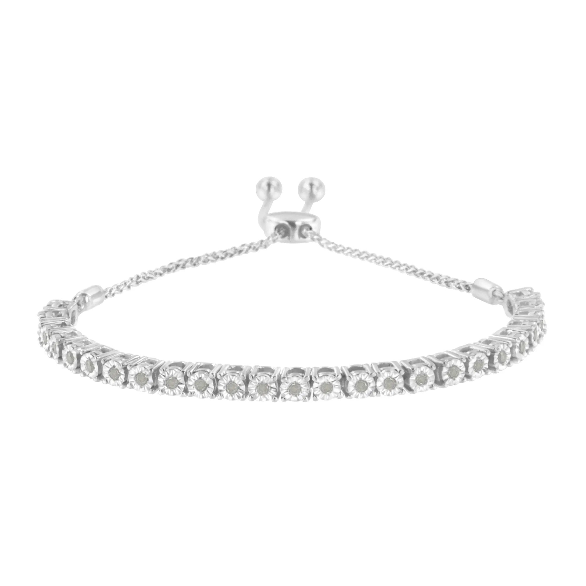 .925 Sterling Silber 1 / 4 Cttw Wunder-Set Diamant 4 '-10' Einstellbares Bolo Tennis Armband (I-J Farbe, I3 Klarheit)