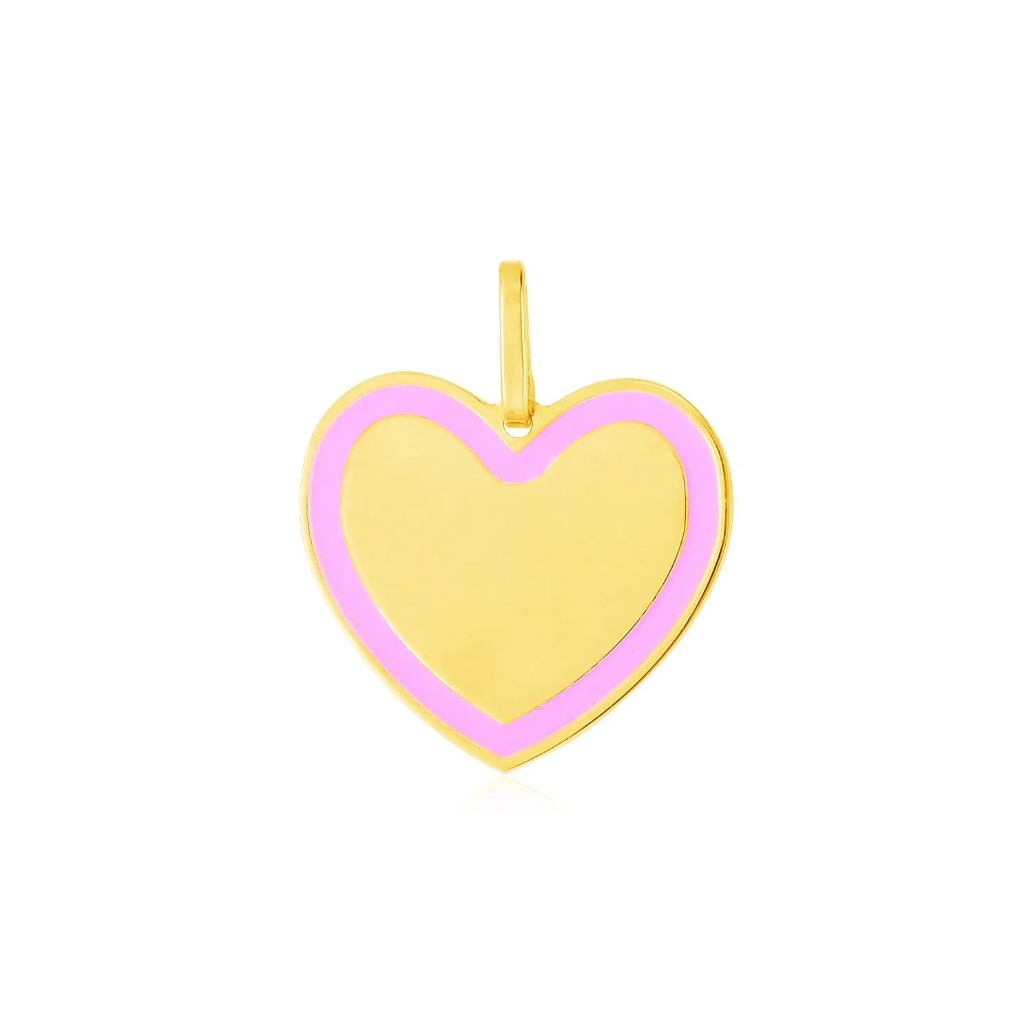 14 Karat Gelbgold und Pink Enamel Herz Anhänger