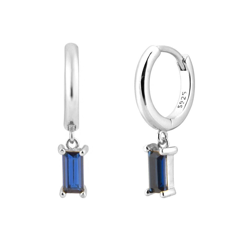 S925 Sterling Silber Rechteck Stein bunte Zirkon Ohrringe