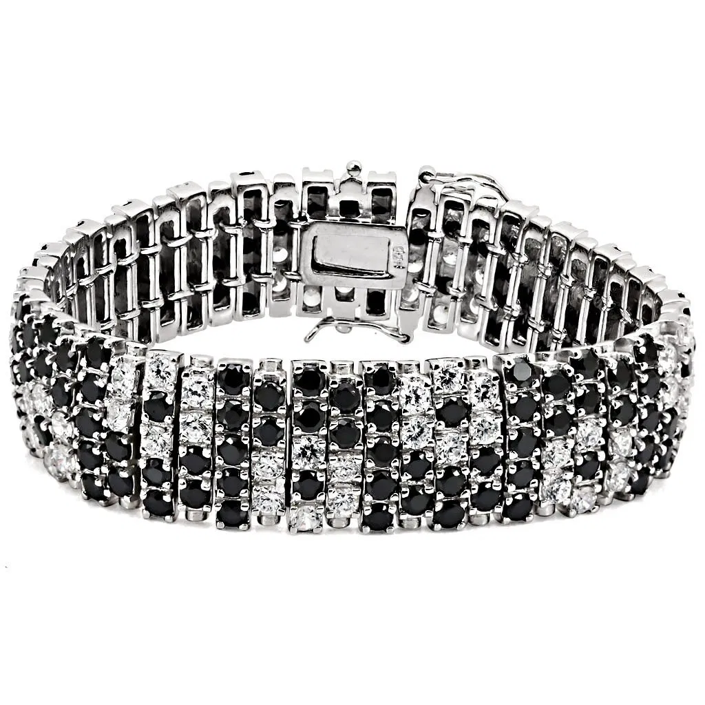 LOS476 - Rhodium 925 Sterling Silber Armband mit AAA-Klasse CZ in schwarzem Diamant