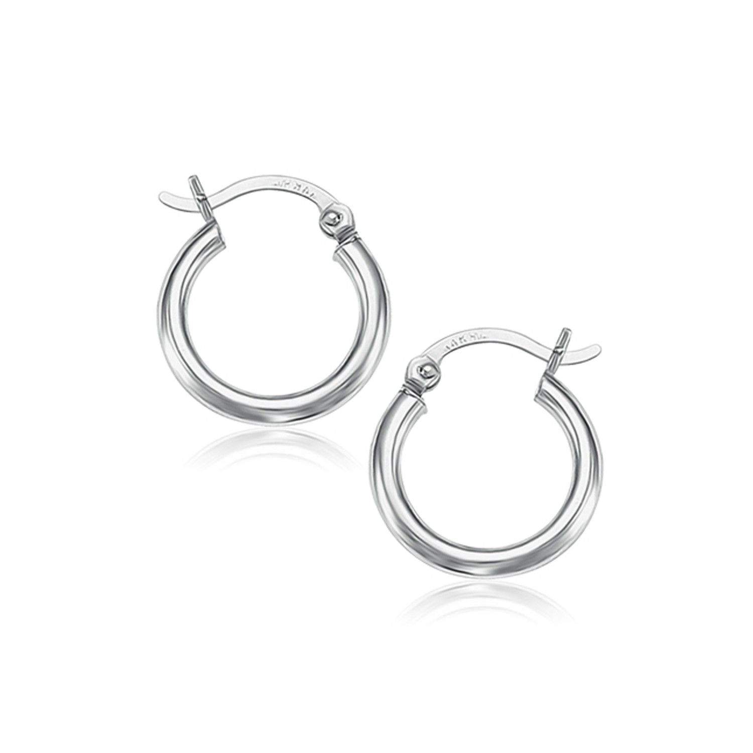 14 Karat Weißgold Polierte Hoop Ohrringe (2x15mm)
