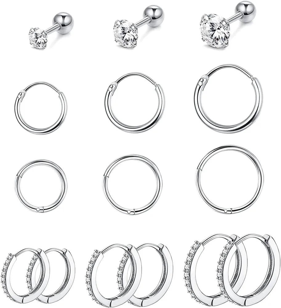 15pcs Edelknorpel-Schleife - Ohrringe Stud für Frauen Männer 16g Huggie-Ohrringe kleine kleine kleine Schleife-Ohrringe Daith Rook Tragus Helix Piercing