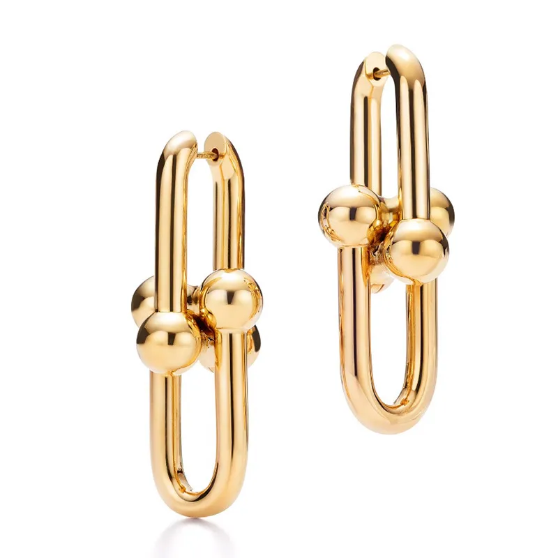 Europäische und amerikanische Ohrringe Ni Ni Same Style Series Chain Ring Ohrringe U-förmige Stud Ohrringe für Frauen Europäische und amerikanische Mode Cool Abnehmbar