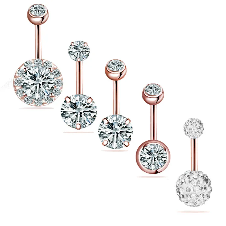 5PCS 14G Edelstahl Dangle Bauchknopfringe für Frauen