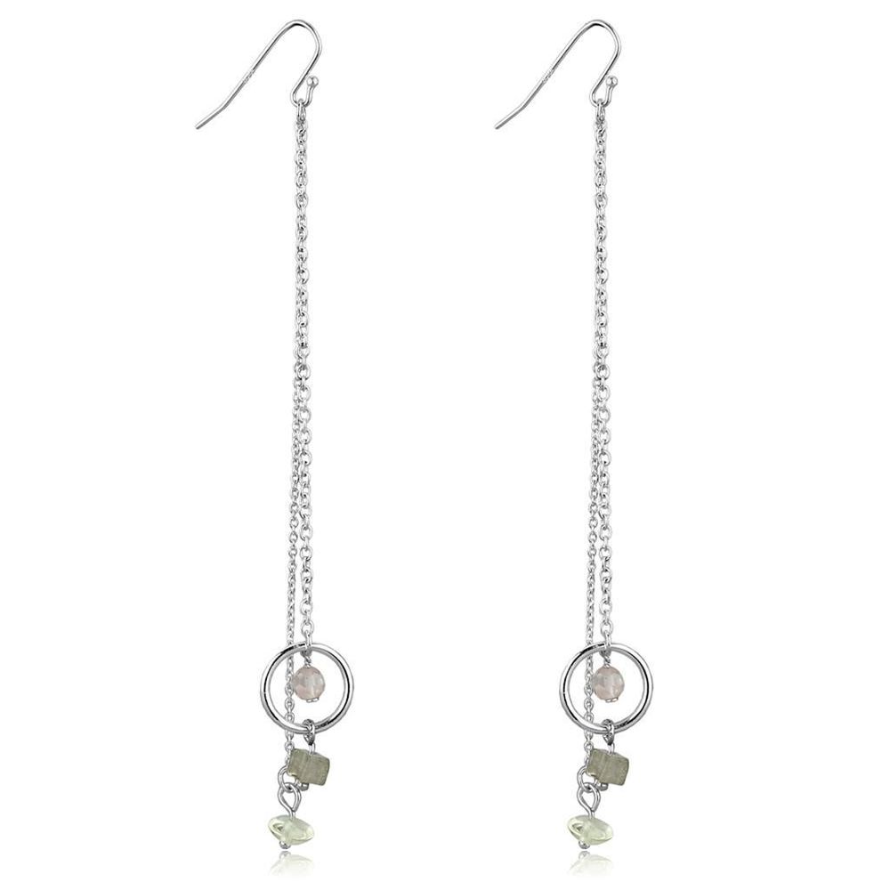 LOS786 - Silber 925 Sterling Silber Ohrringe mit Synthetisch-Glasperle in mehreren Farben