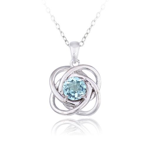 Sterling Silber 1 / 2ct Blau Topaz Liebe Knoten Halskette