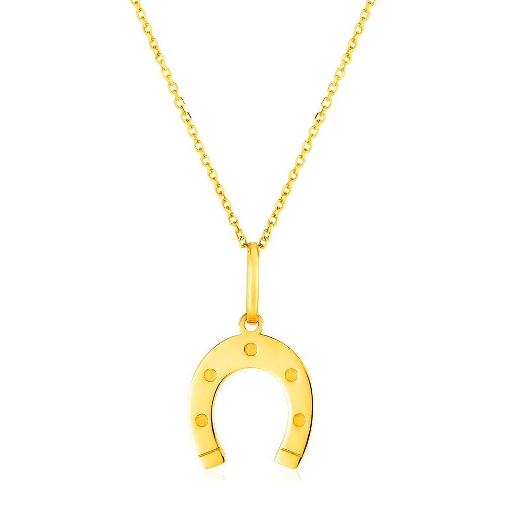 14 Karat gelbes Gold Halskette mit Hufeisen