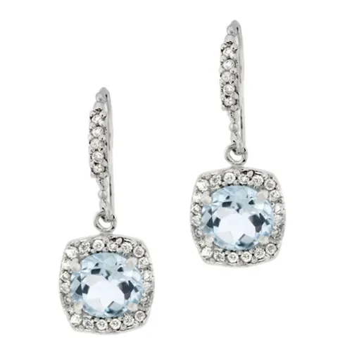 Sterling Silber 5 ct. Blaue Topaz und CZ Dangle Ohrringe