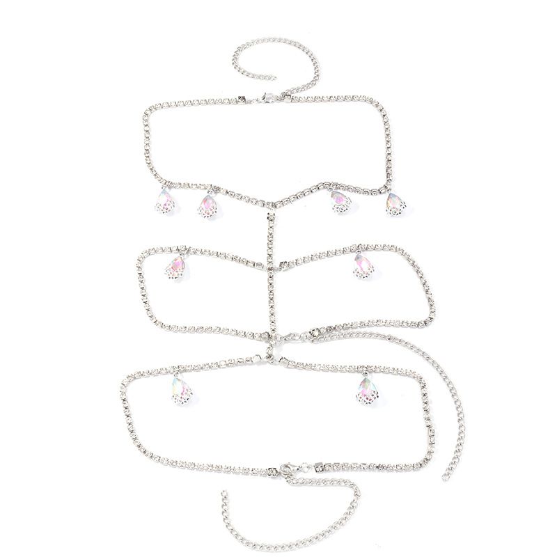 Damen Farbstein Diamant Multilayer Body Chain