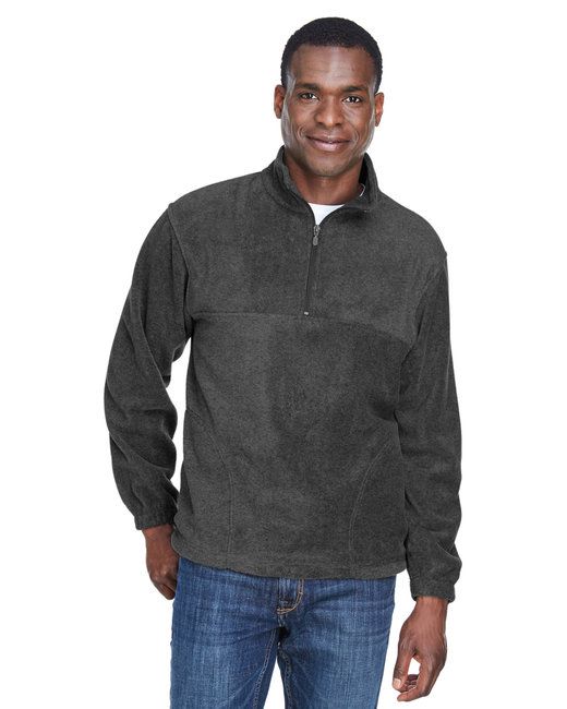 Erwachsene 8 Oz. Quarter-Zip Fleece Pullover - BLACK - S