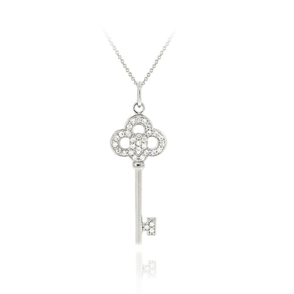 Sterling Silver Designer inspiriert CZ Crown Key Pendant