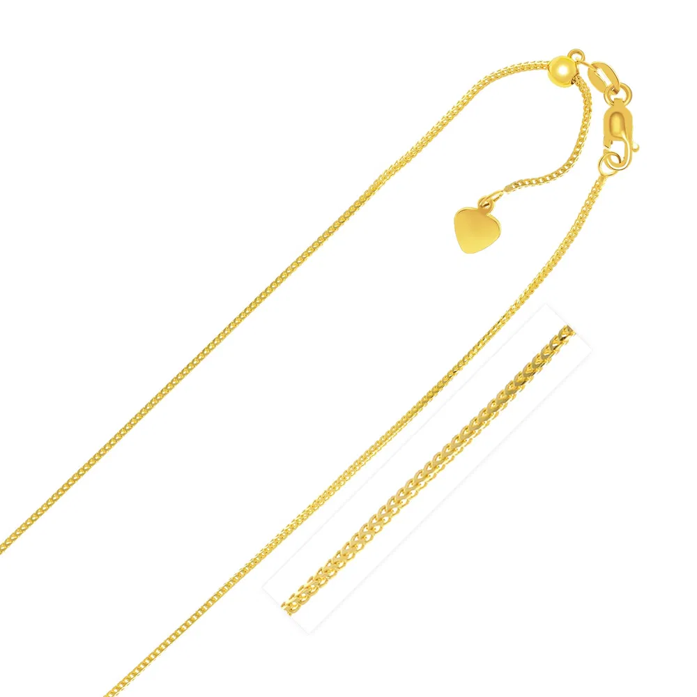 14 Karat gelbes Gold verstellbare Franco-Kette 0,9 mm