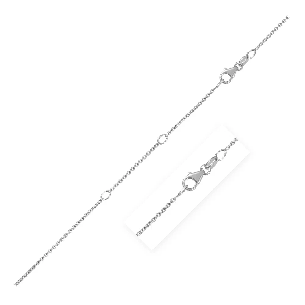 Doppel erweiterbarer Diamant-Cut - Kabelkette in 14 Karat Weißgold (1.4mm)