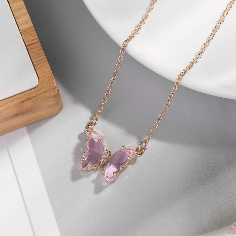 Girl Fantasy Glas Kristall Schmetterling Halskette