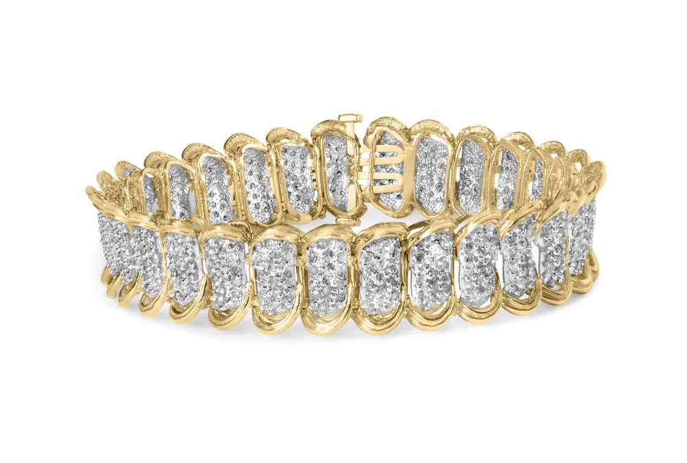 10 Karat Gelbgold 4,00 Cttw Pflaster Diamant Classic Link 7