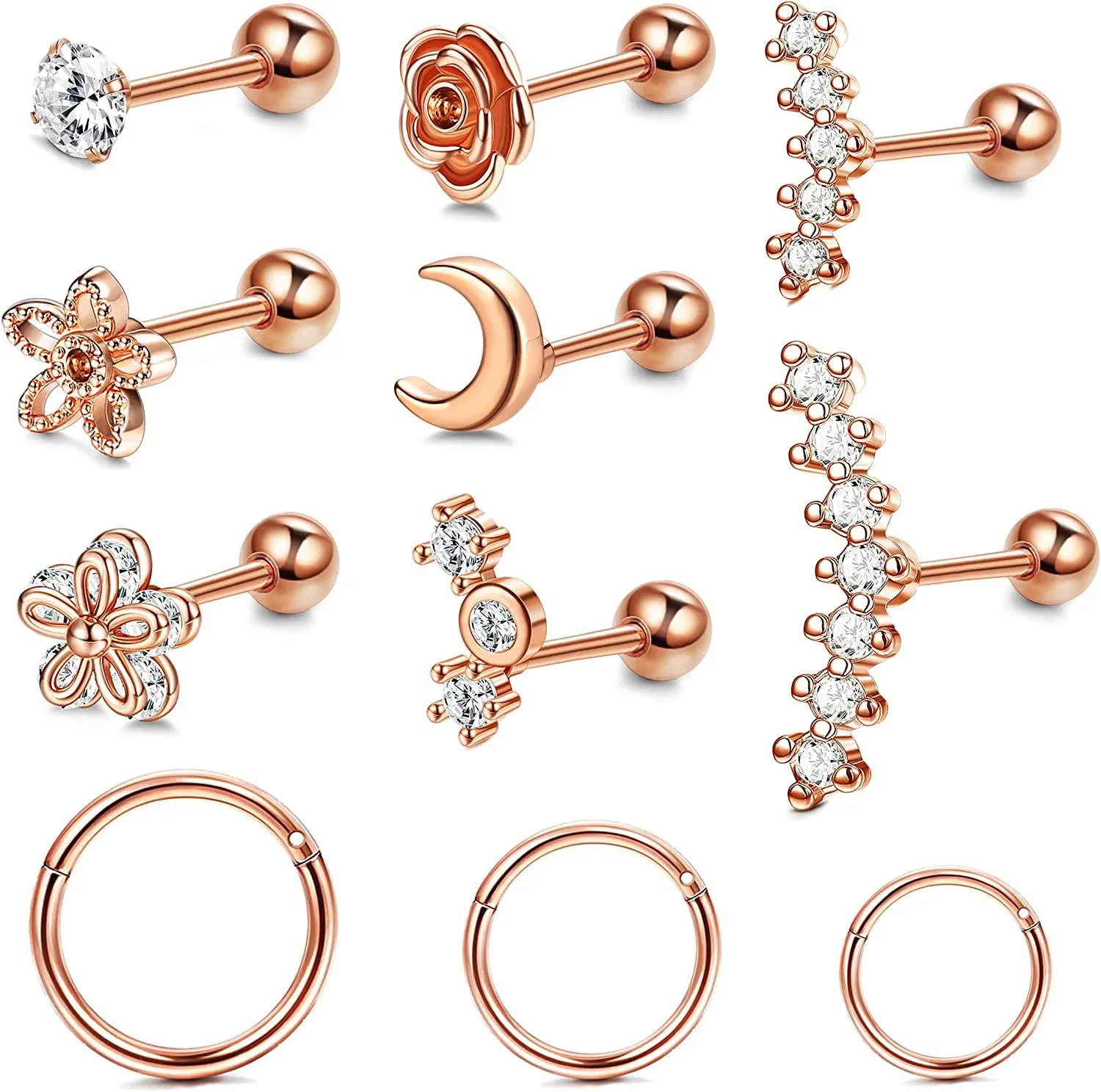 16G Knorpel-Ohrring - Schleife für Frauen Helix Piercing Conch-Stapel - Knorpel-Schleife - Ohrringe Set Edel Ohr-Piercing - Schmuck