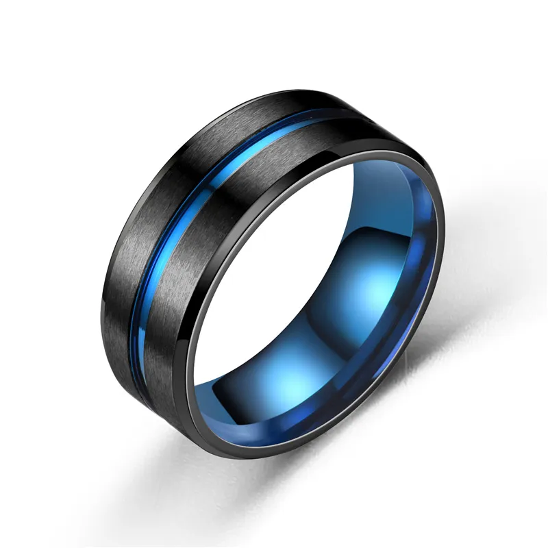 8mm klassische Mode Zwei-Ton gebürsteter Edelstahl Ring für Männer