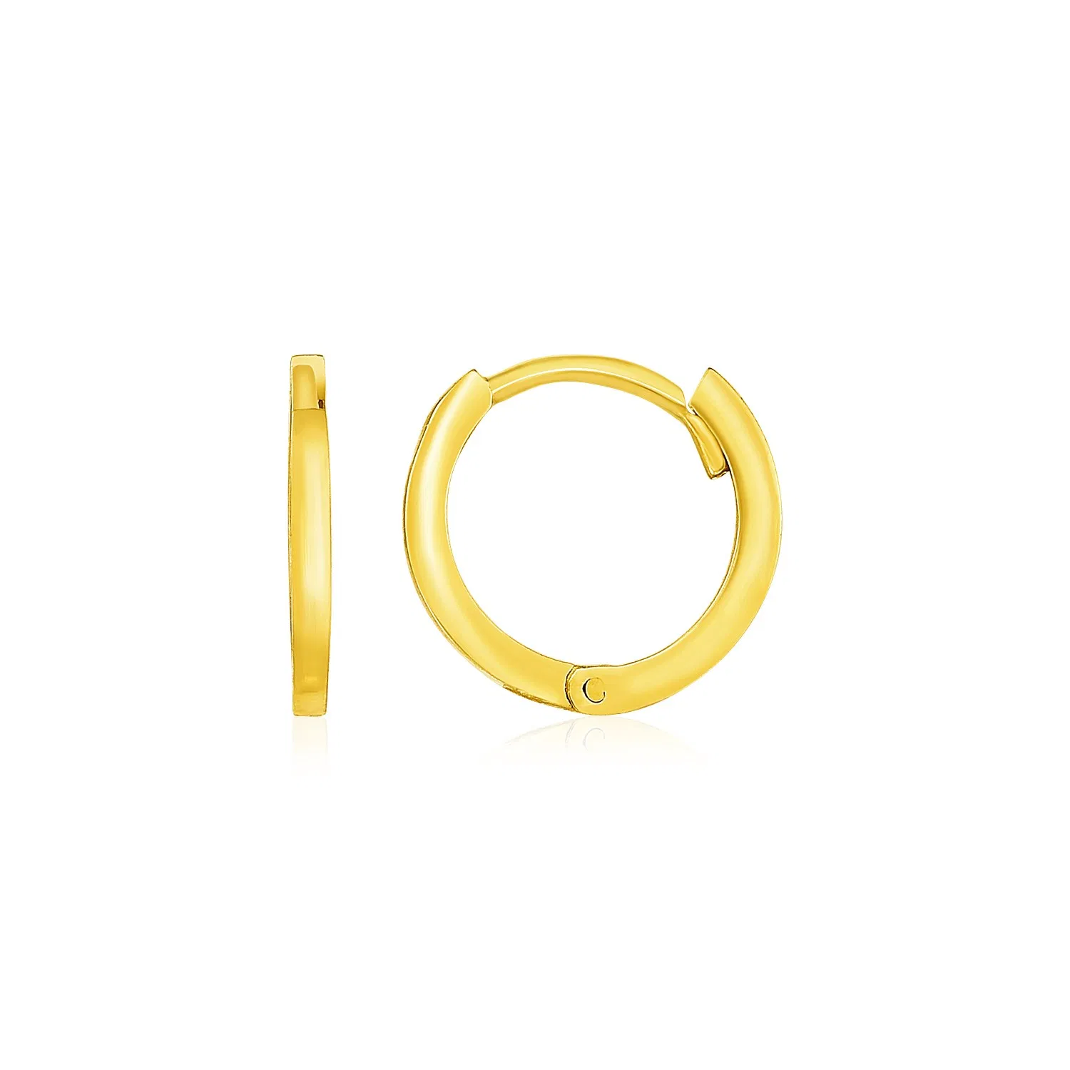 14 Karat Gelbgold Kleine Polierte Round Hoop Ohrringe (1.3x11.5mm)