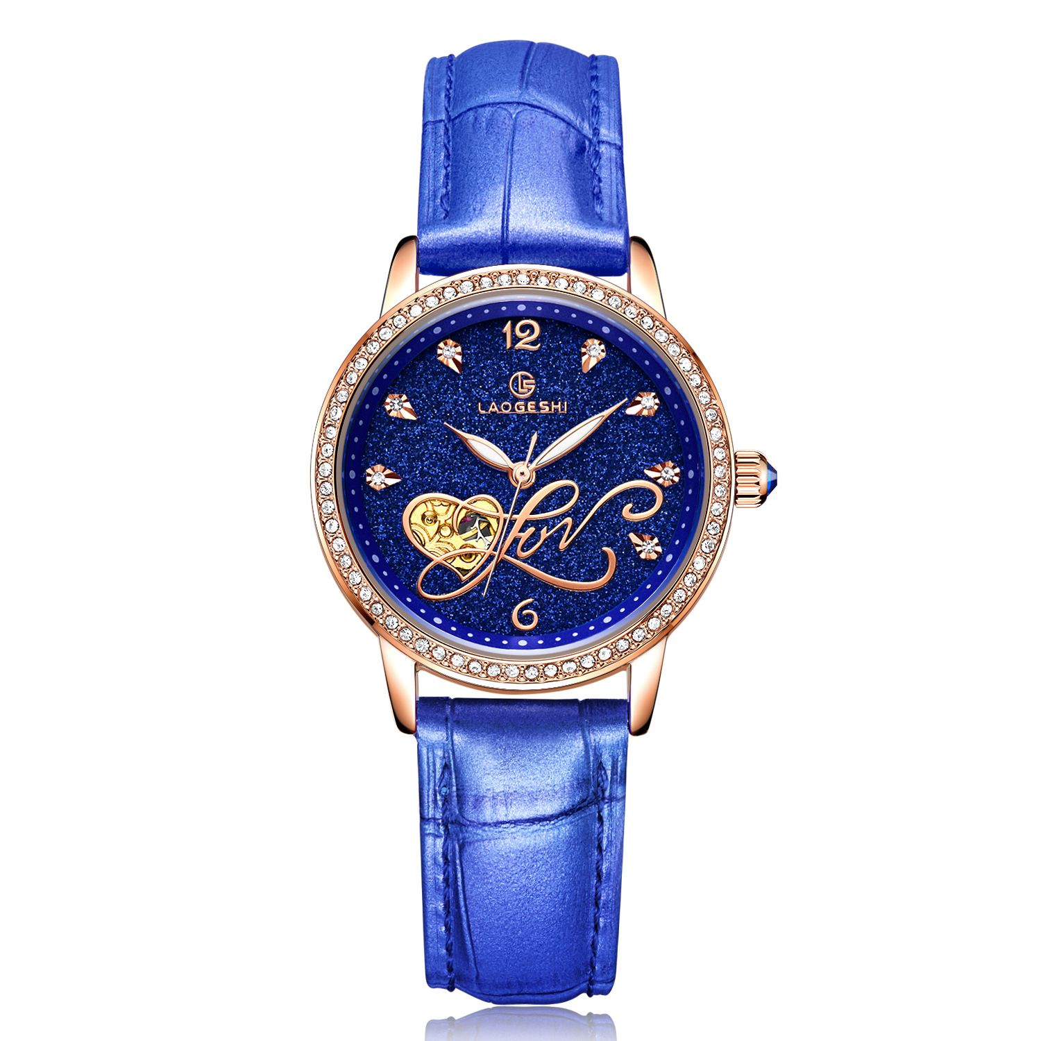 Damen Mode wasserdichte automatische mechanische Uhr