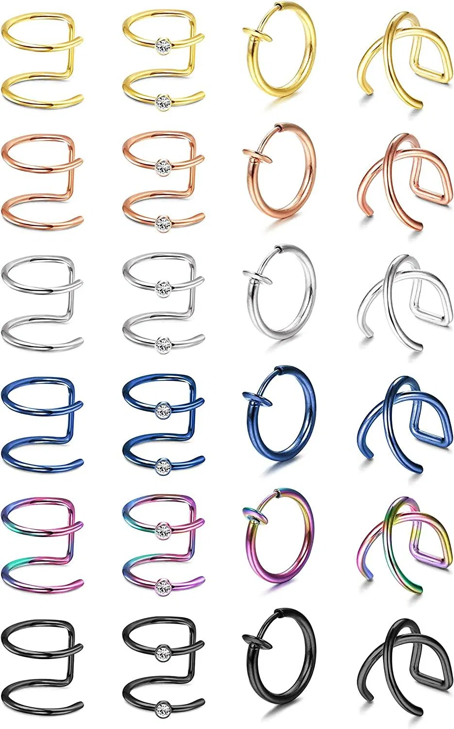 20G Nasenringe Schleife 316L Chirurgische Doppelspirale Nasenring C-Form Nasenschleife Einzel durchbohrte Nasen Piercing für Frauen Männer 8mm Knorpelschleife Ohrringe