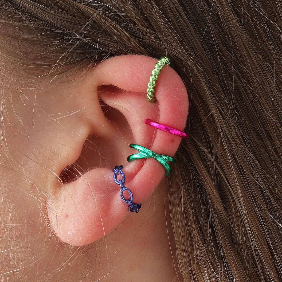 Mode Geometrische Hohlkettenform Einfache Ohr Clip Set