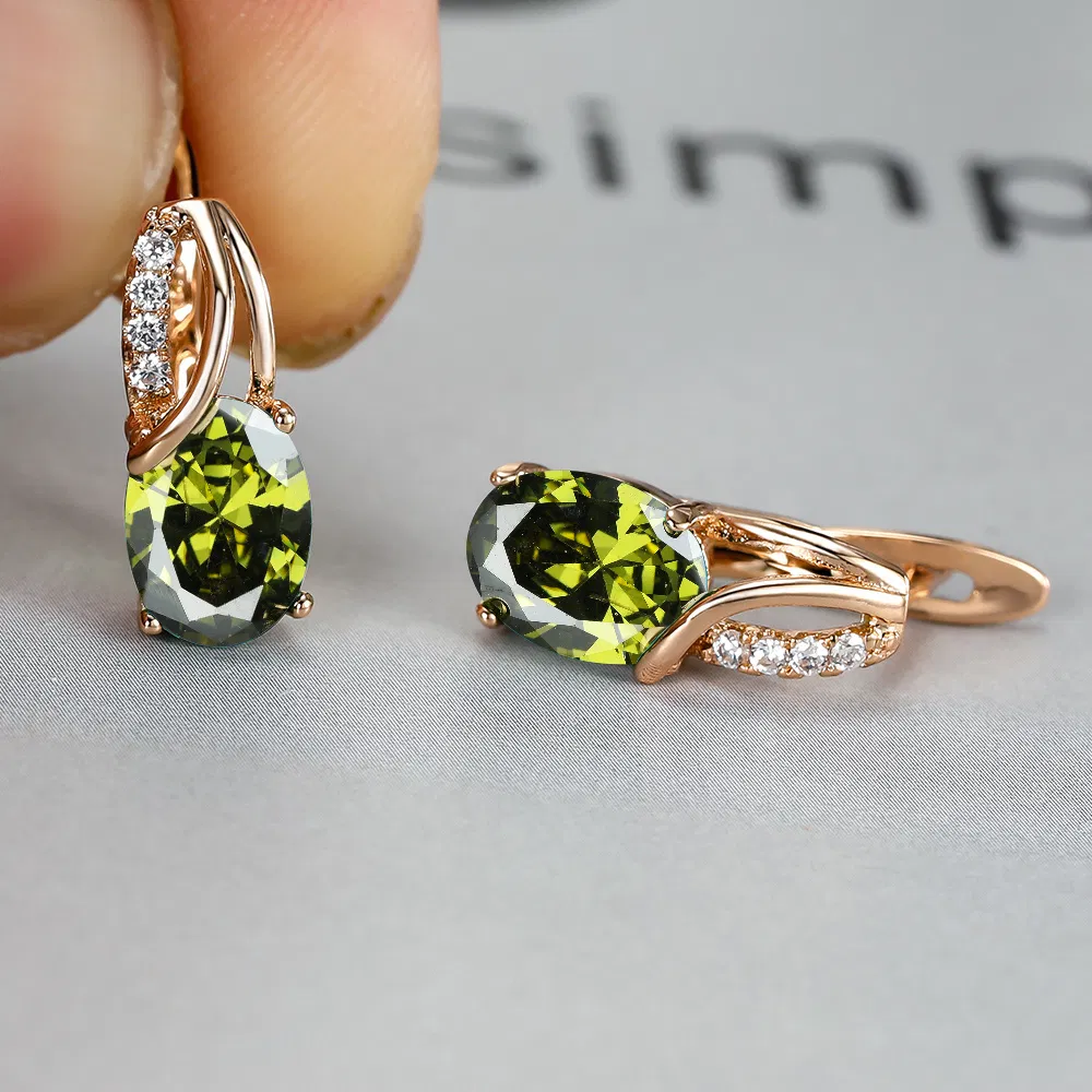 Einfache Mode Oval Cut Marmor Marmor Zirkon Ohrringe Vintage Zirkon Ohrringe Brautjungfer Hochzeit Schmuck Geschenk