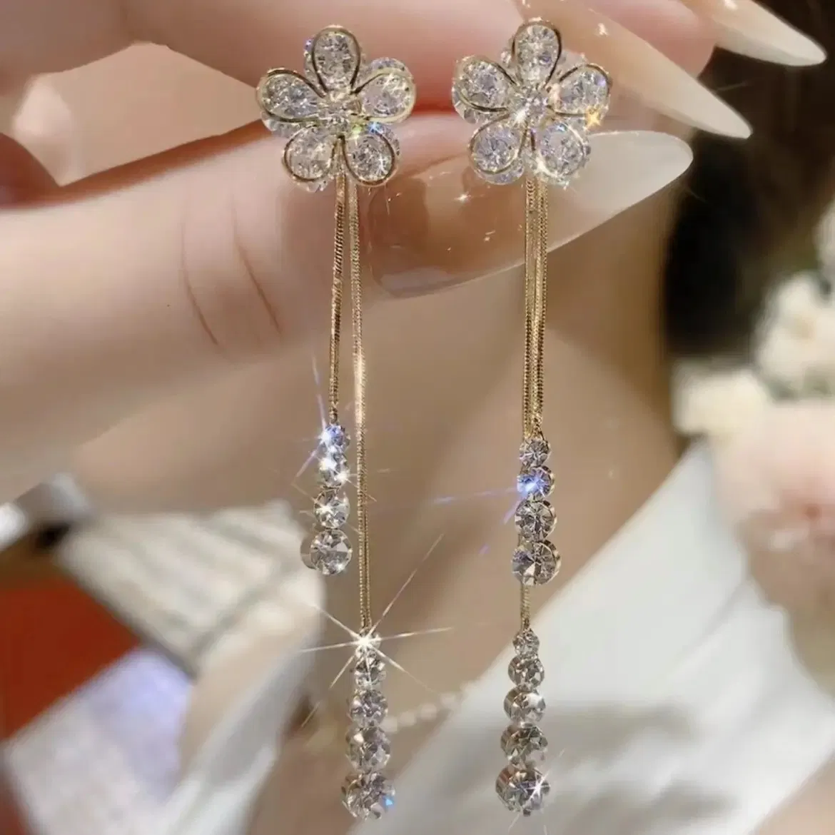 Blumen Ohrringe Fairy Temperament Tassel Frauen