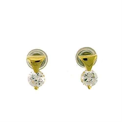 LOA446 - Gold-Messing - Ohrringe mit AAA-Klasse CZ in Clear