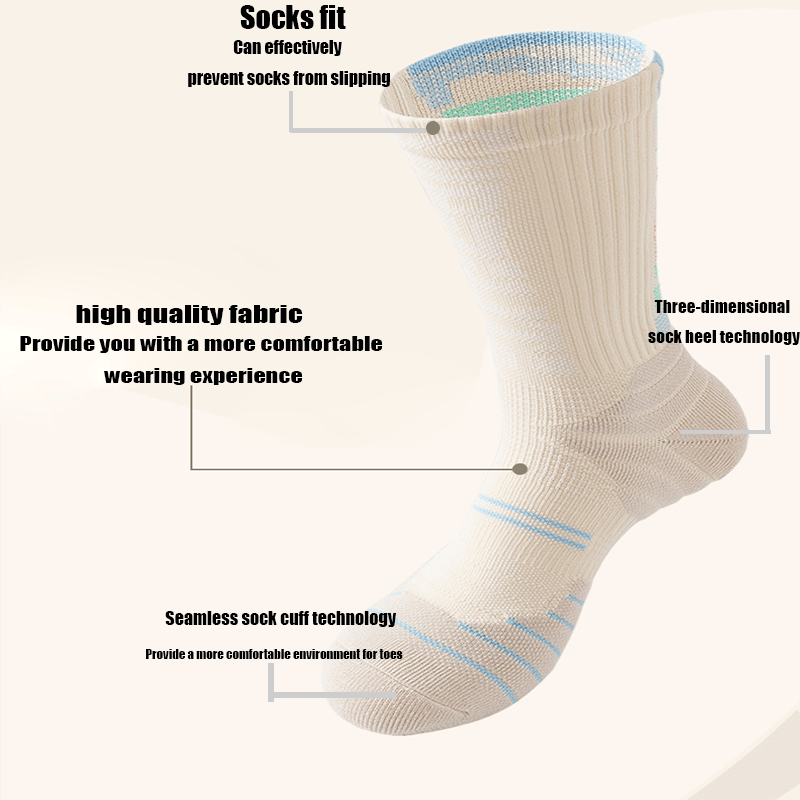 Männer Kompression Crew Laufsocken Athletiksocken mit Kissen Arbeit Wandern Basketball Sportsocken Anti-Geruch und Anti-Rutsch Für Laufen Fitness Wandern und Radfahren