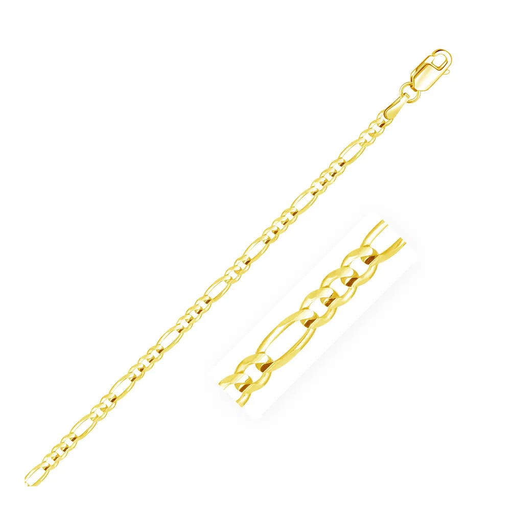 3,1 mm 14 Karat Gelbgold Solid Figaro Kette