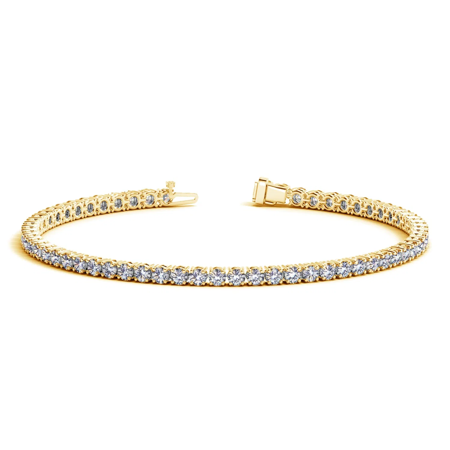 14 Karat Gelbgold Round Diamond Tennis Armband (4 cttw)