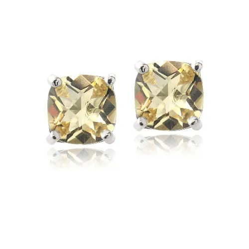 Sterling Silber 1.1ct Citrine Cushion-Cut Stud Ohrringe, 5mm