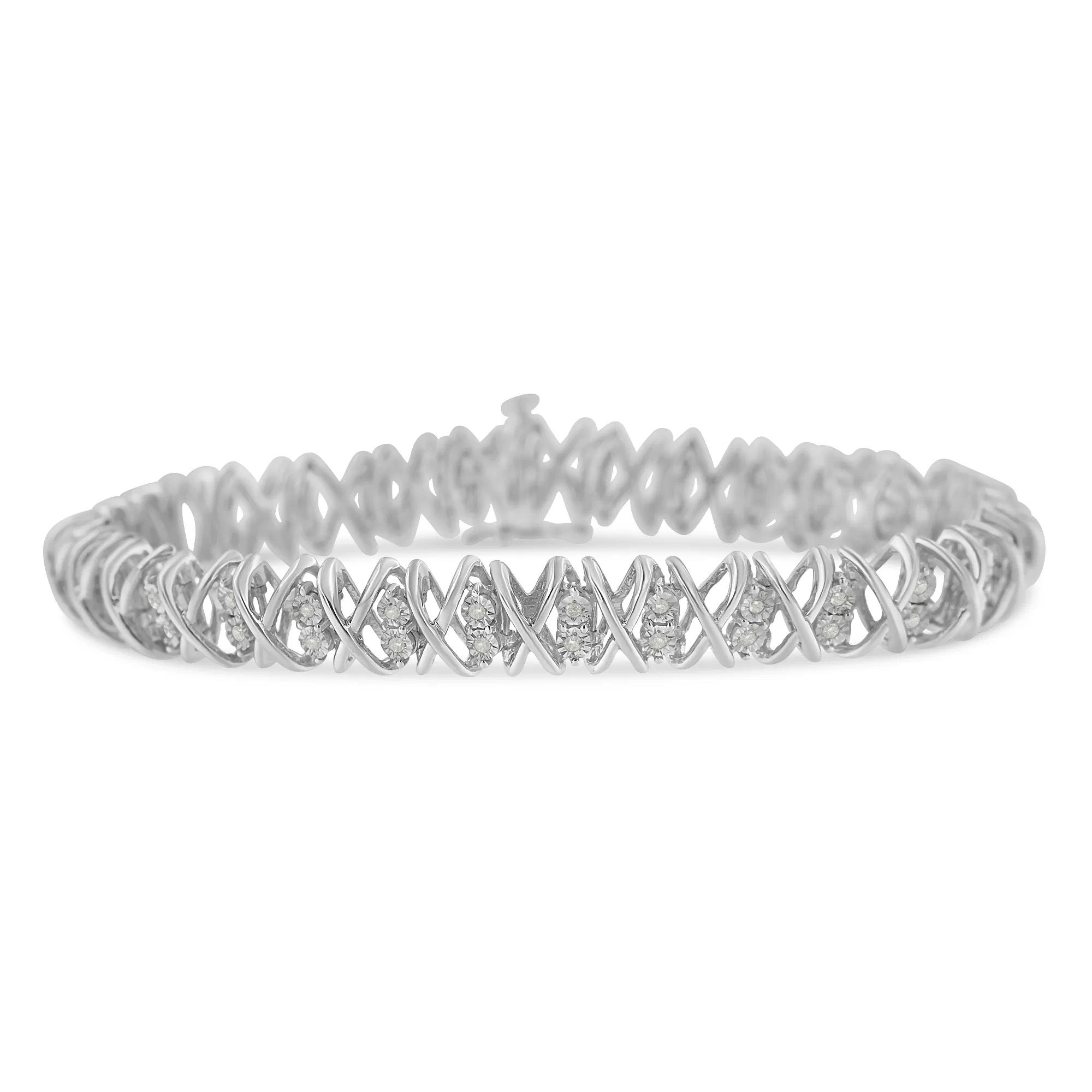 Sterling Silber Rose-Cut Diamond X-Link Armband (1 cttw, I-J Farbe, I2 - I3 Klarheit)