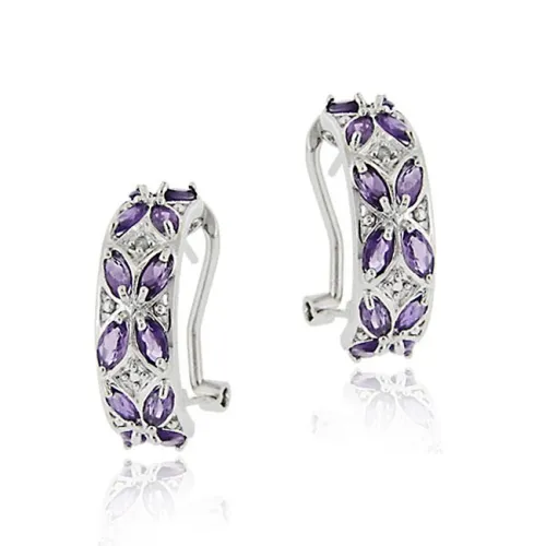 Sterling Silber 3,36ct. Amethyst & Diamond Halbschleife Ohrringe