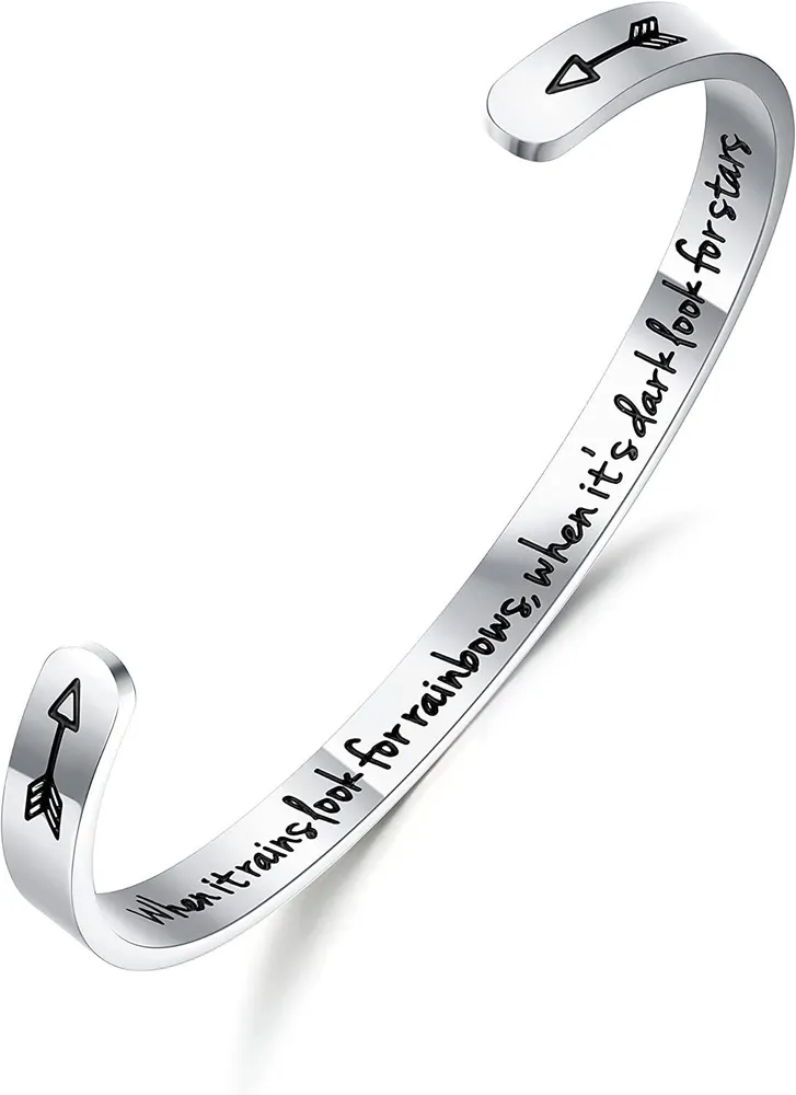 Inspirierende Armbänder für Frauen Motivation Mantra Zitat Manschettenarmbänder für besten Freund Mitarbeiter für Teenager Mädchen Personalisierte Ermutigung Geburtstagsgeschenk mit Box