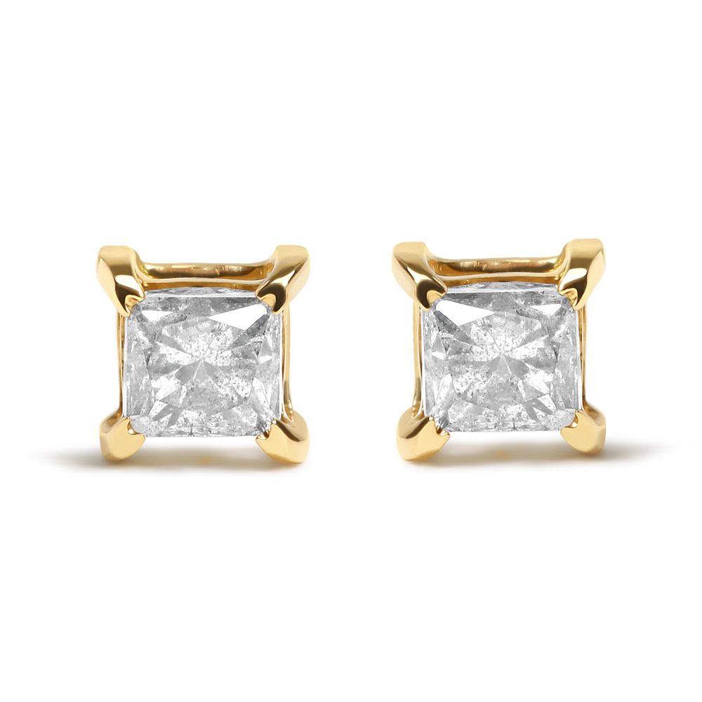 10 Karat Gelbgold 5 / 8 Cttw Princess Cut Diamond 4 - Prong Solitaire Stud Ohrringe (J-K Farbe, I2 - I3 Klarheit)