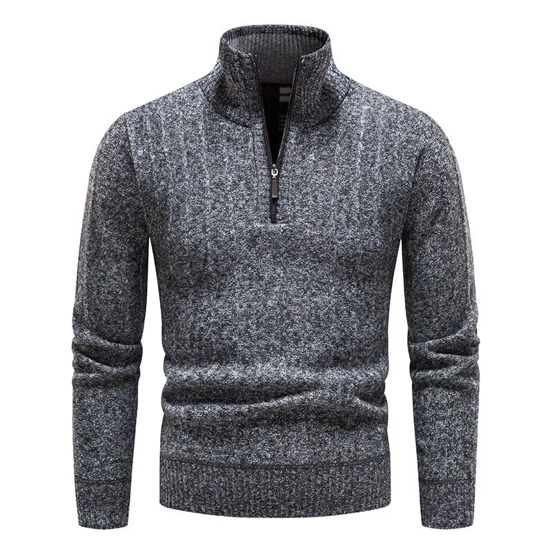 Men 's Half Zip Pullover Knitted Fleece Sweater